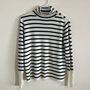 J. Crew Mock Neck Striped Sweater with Anchor Buttons | Size: Medium